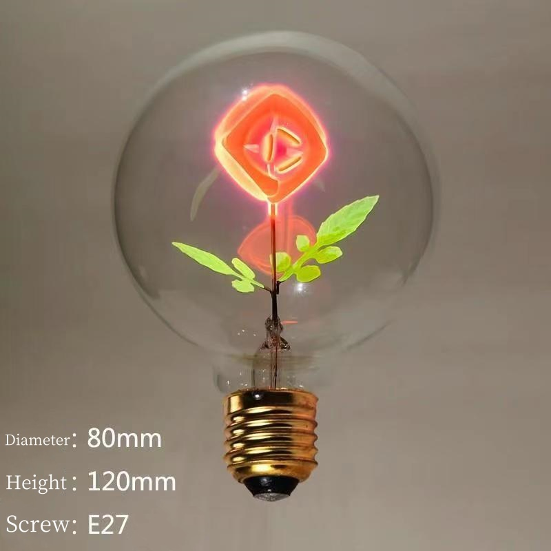 2024 New Product 2W Heart LED Filament Vintage Decorative Edison Light Bulb