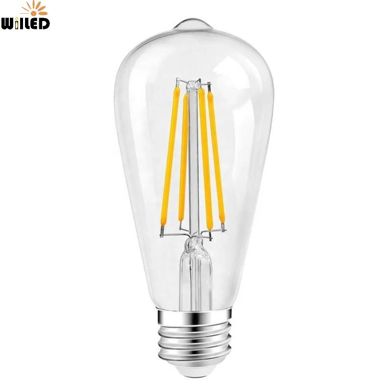 Antique 4W 6W 8W Vintage LED Filament Light E27 B22 St64 LED Lamp Lighting with Clear Glass Warm White 2700K