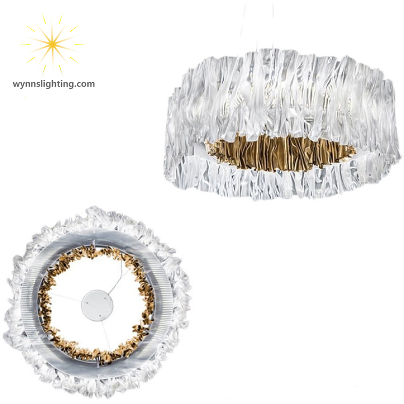 Pendant LED Lighting Leather Luminous Crystal Lamp Decorative Ring Lighting for Live Room Modern Chandelier