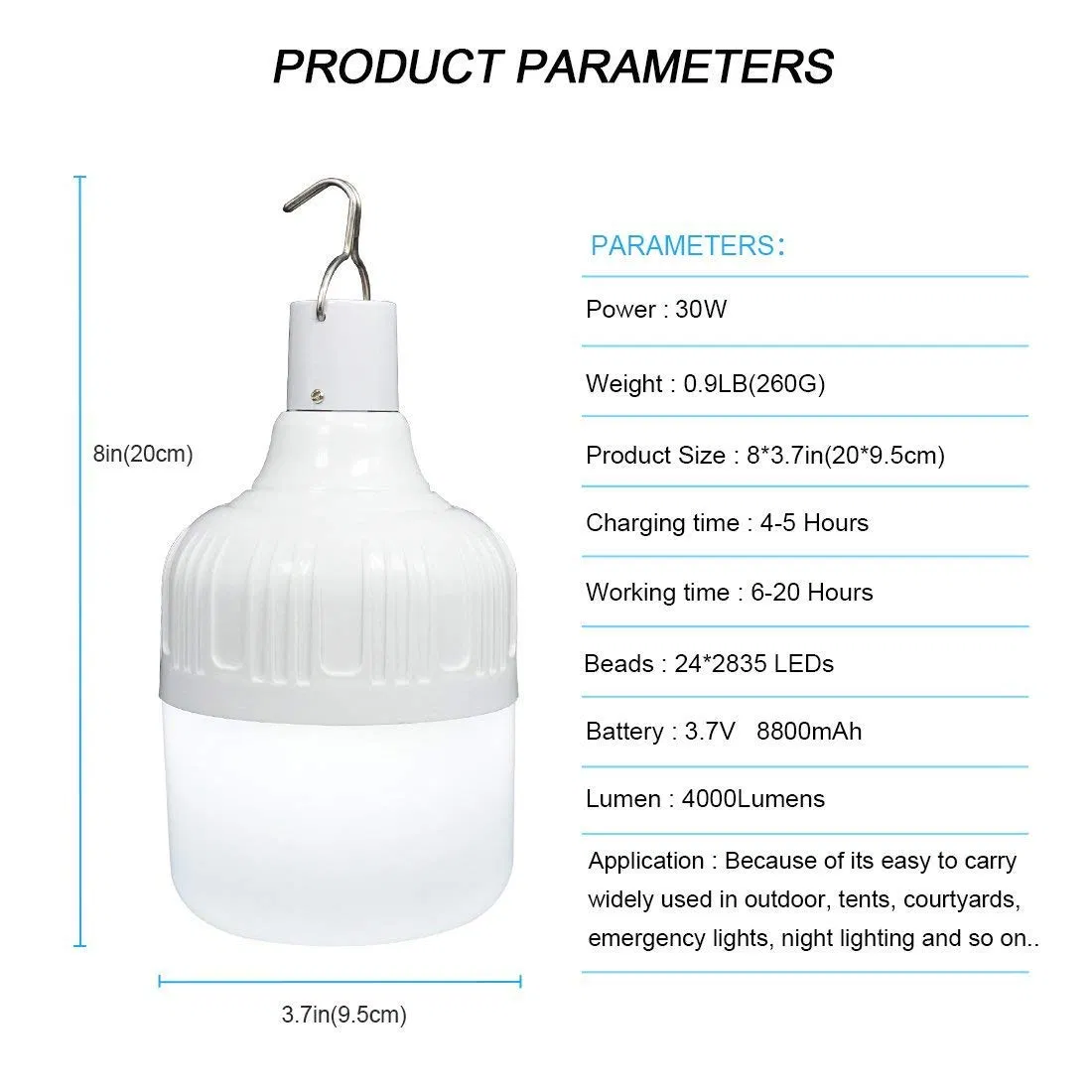 Camping Lantern Letour Dimmable 8800mAh LED Light Bulb 5 Lighting LED