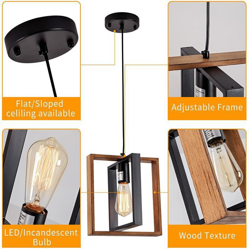 Handcrafted Vintage Wood Pendant Lighting Fixture for Stylish Interiors