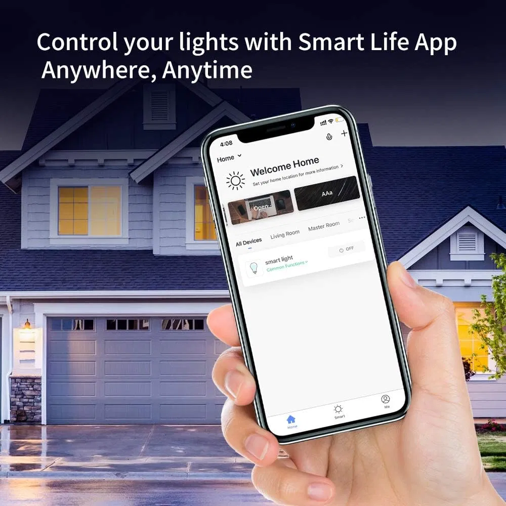 E27 Smart Bulb, WiFi Light Bulbs G45, Colour Changing and Tunable White Screw LED Bulbs, Compatible with Alexa and Google Home, Rgbcw, 5W (40W) , 470 Lume