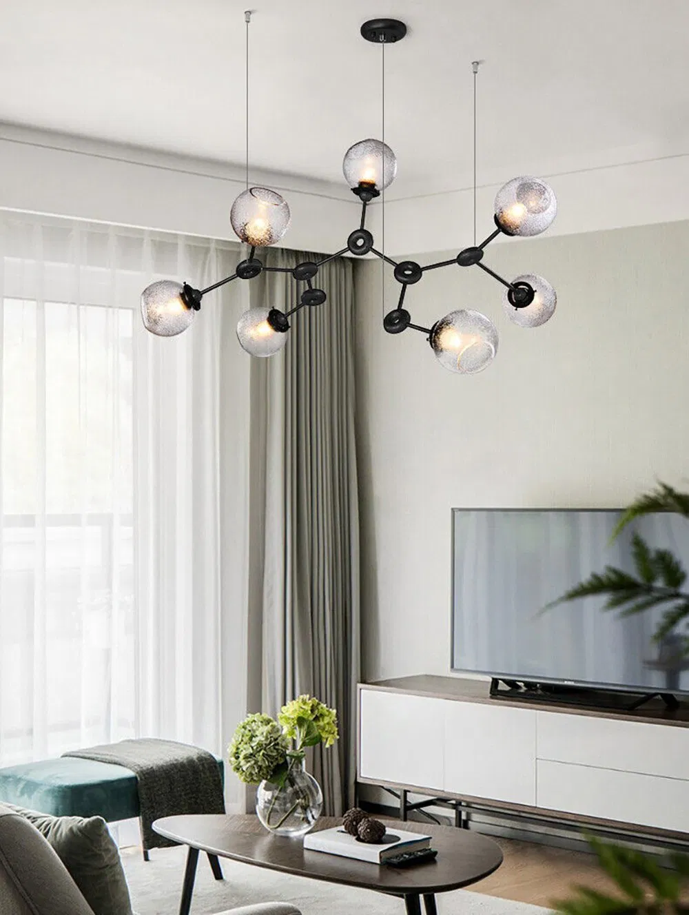 Horizontal Creative Chandelier Lighting LED Lamp Industrial Minimalist Style Ceiling Fixtures