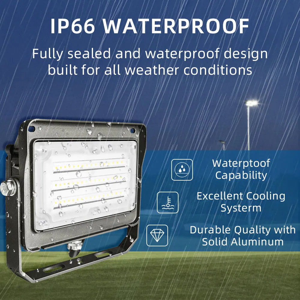 15W-100W High Brightness LED Flood Light with Photocell Dusk to Dwan IP66 3 Power and 3 CCT Adjustable for Garden Yard Road Wa