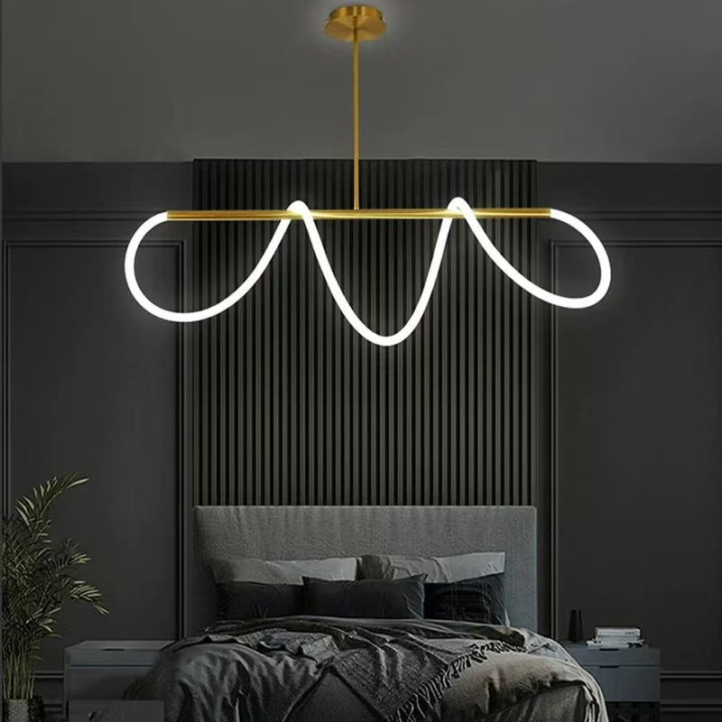 Zy Custom Flexible Modern Chandelier LED Fabric Nylon Long Soft Line Lamp Pendant Lighting