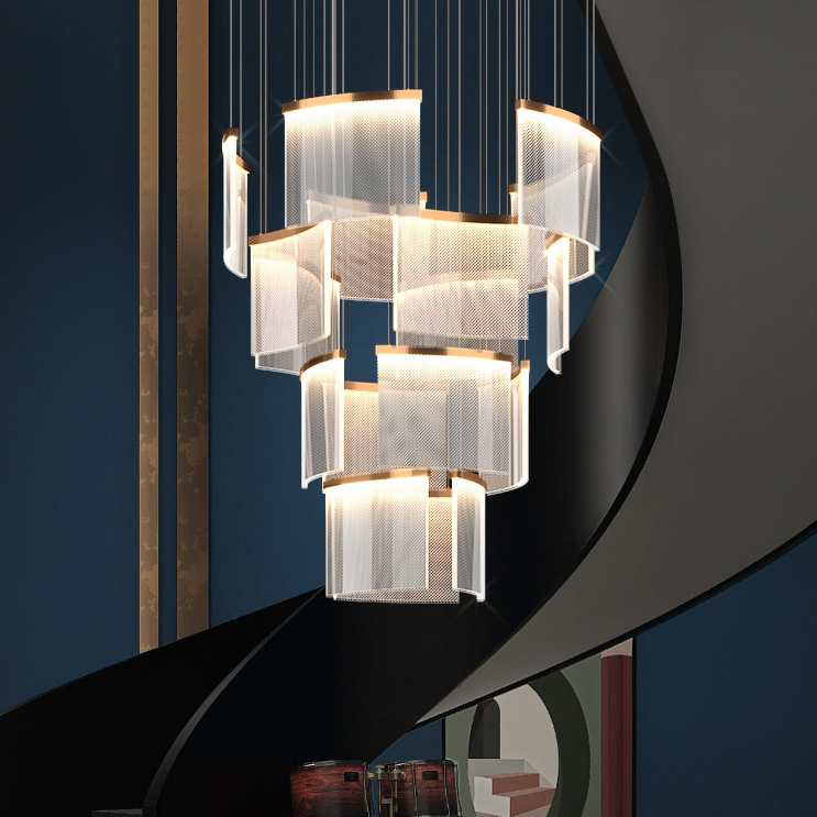 Modern Luxury LED Lamp Staircase Living Room Hotel Lobby Acrylic Pendent Lighting