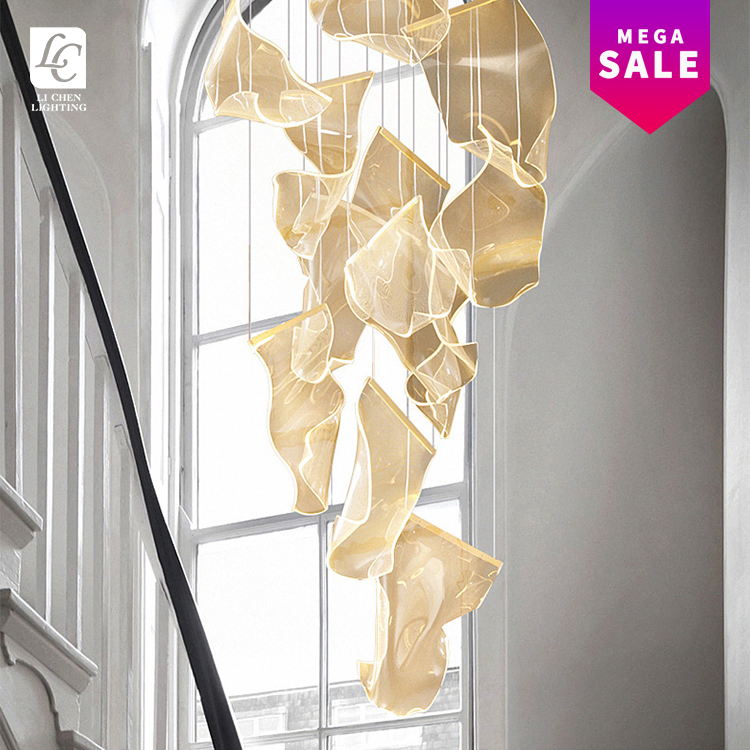 Modern Luxury LED Lamp Staircase Living Room Hotel Lobby Acrylic Pendent Lighting