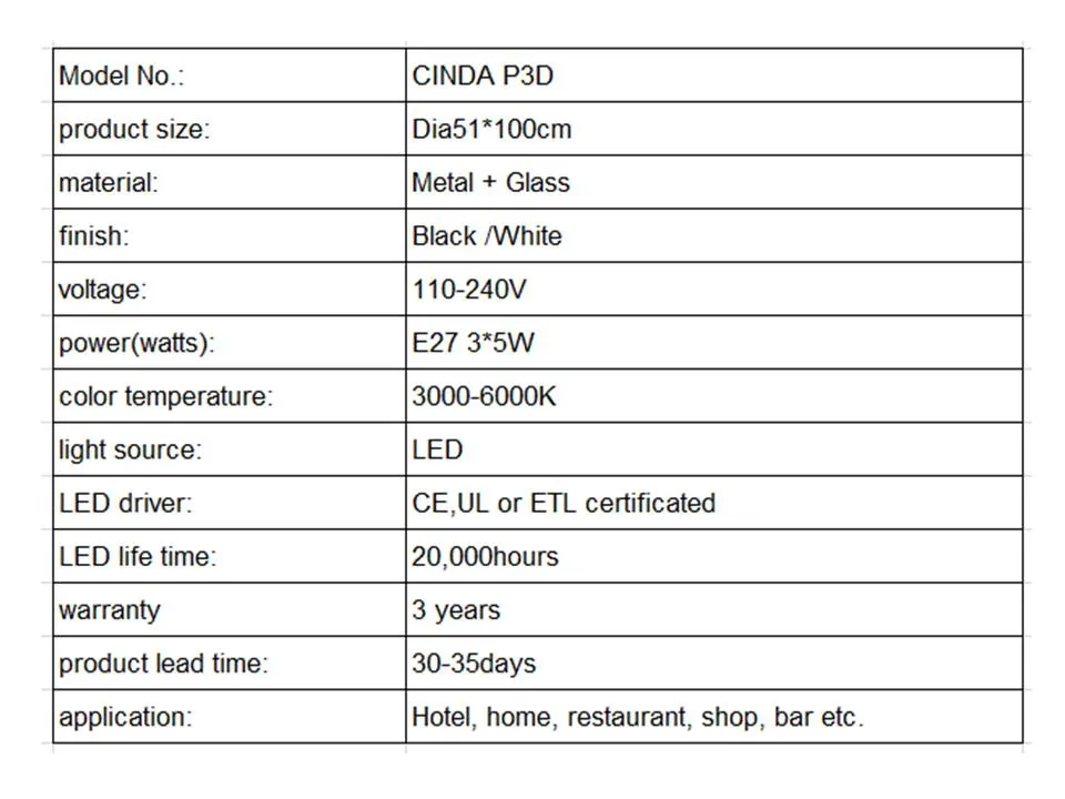 Village Style Metal Chandelier LED Bulb with Glass Shade Cinda P3d