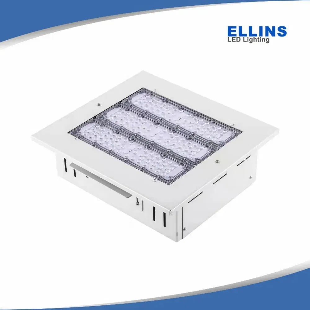 Waterproof IP66 Outdoor Ceiling Luminaires High Performance LED Canopy Lighting Fixtures 100W