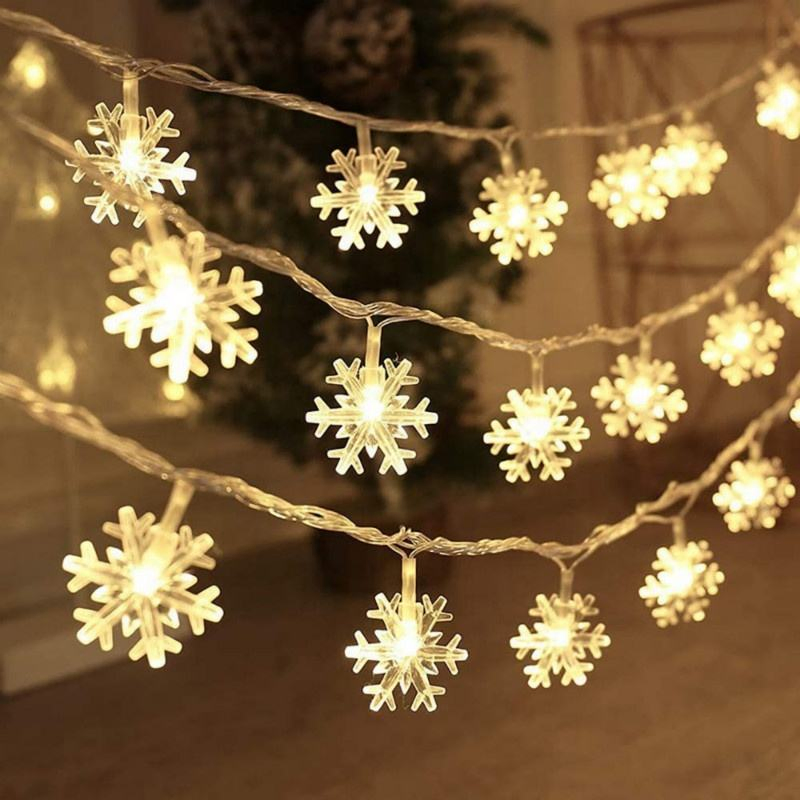 10m 100L 8 Mode Waterproof Christmas Decoration Lights Luces De Navidad EU Plug &amp; Battery Powered 3m 6m 10m Fairy Garland LED Snowflake String Light Lighting