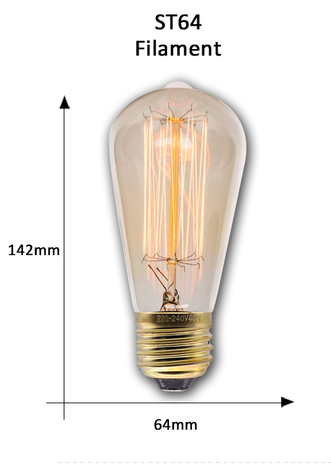 Tungsten Light Edison Lamp St64 Spiral 220-240V 40W E27 Amber Home Lighting Glass Bulb Vintage Bulb