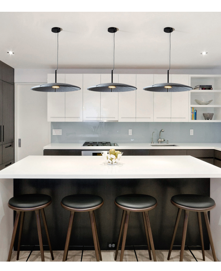Acoustic Nordic Design Eco Friendly Felt Acoustic Thermoforming Pendant Lighting for Living Room and Office