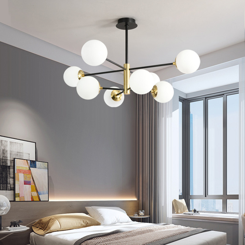 Loft Vintage Loft Chandelier E27 Round Ball Light ceiling Lamp Black Gold Pendant Lighting (WH-MI-426)