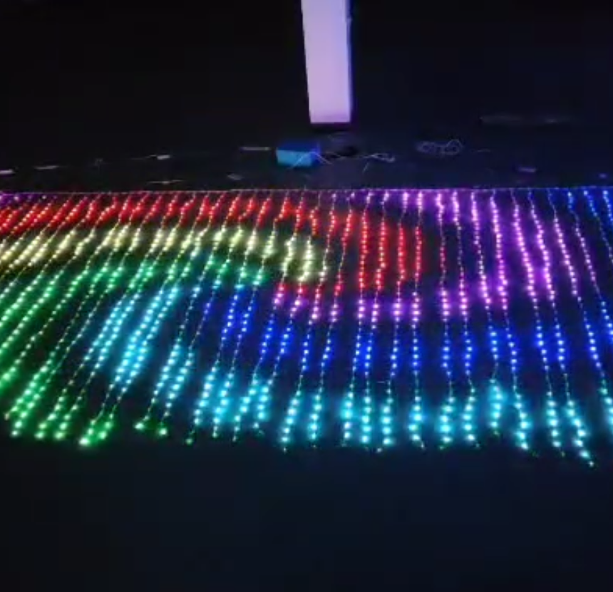 IP65 Waterproof Outdoor Event Wedding Decoration DMX 512 Full Color Programmable Smart Pixels RGB Outdoor Decorative Curtain LED Christmas Light