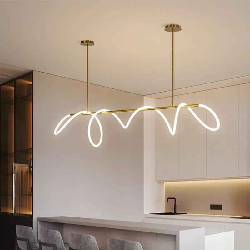 Zy Custom Flexible Modern Chandelier LED Fabric Nylon Long Soft Line Lamp Pendant Lighting