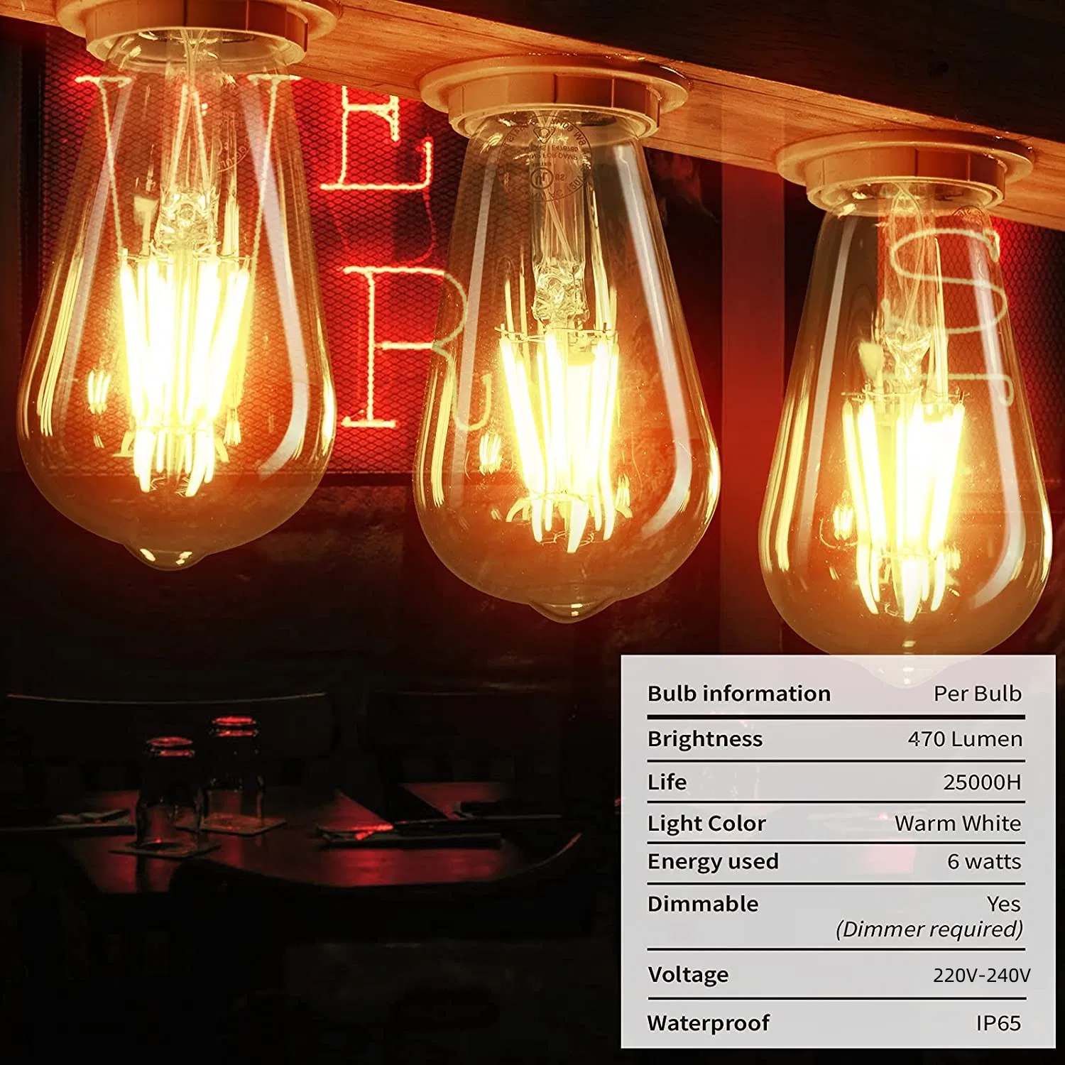 Vintage Edison LED Filament Bulb St64 for Stylish Home Lighting