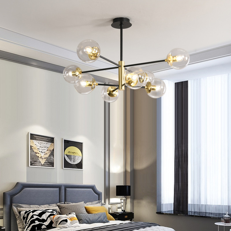 Loft Vintage Loft Chandelier E27 Round Ball Light ceiling Lamp Black Gold Pendant Lighting (WH-MI-426)