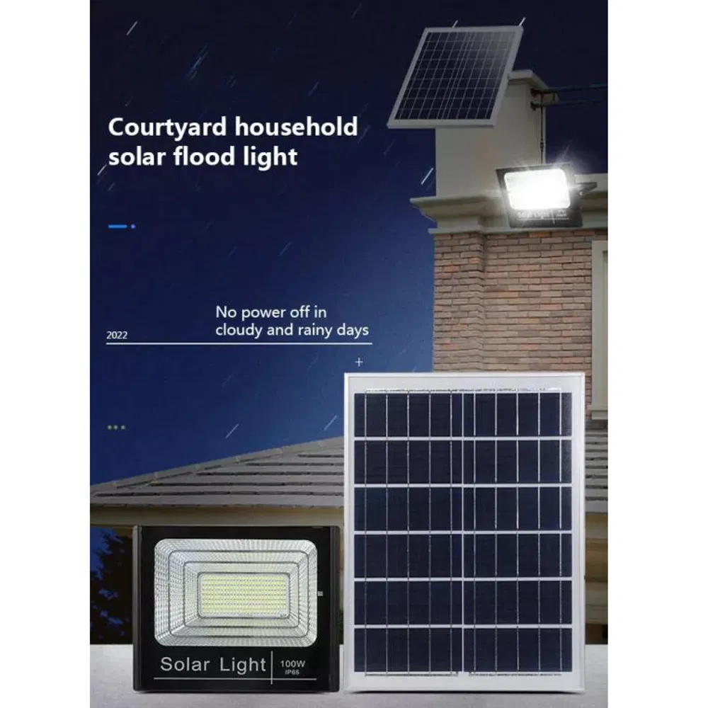 40W LED Solar Flood Light with Light Control+Remote Control for Garage Yard