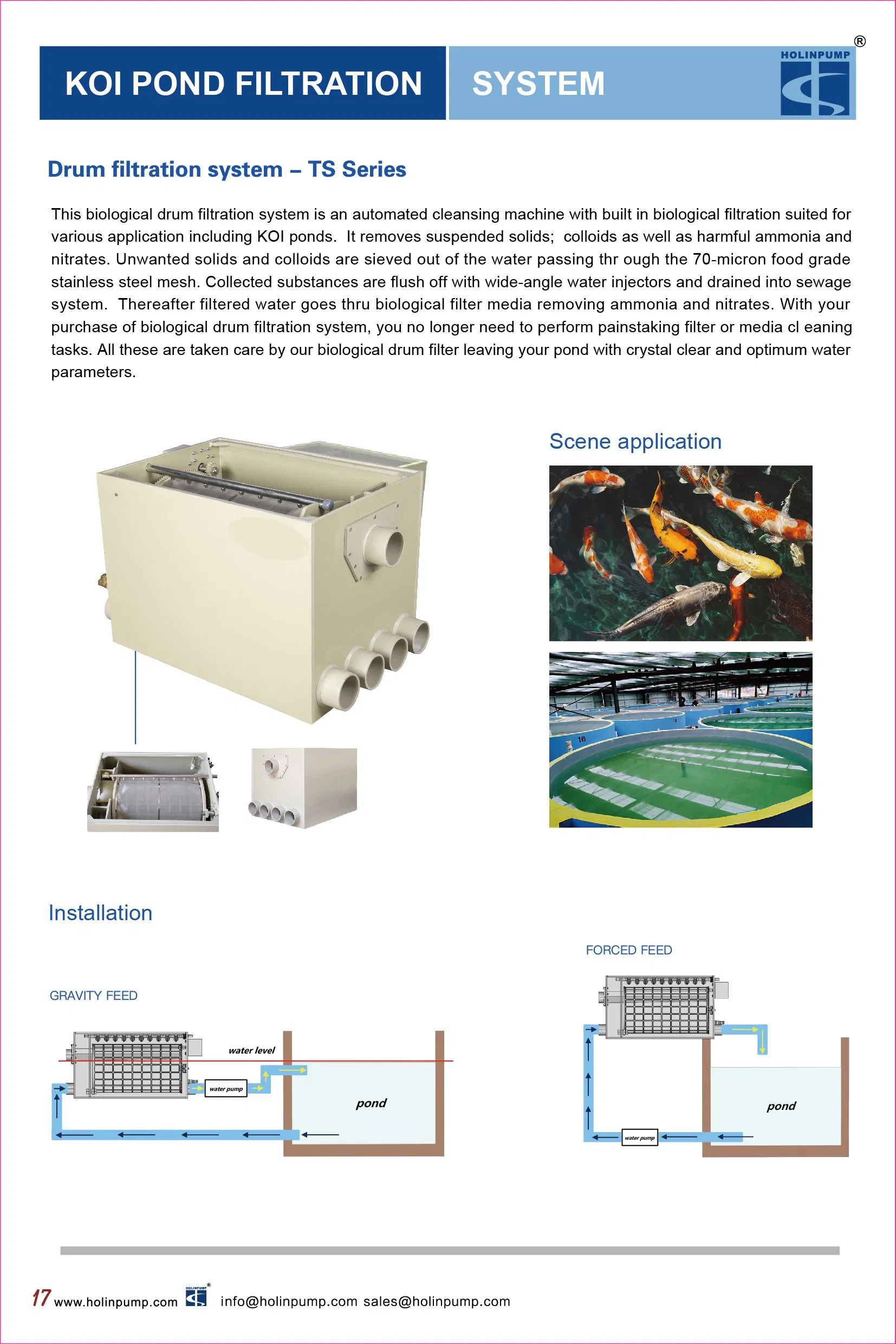 Garden Pond Drum Filter 50t+Bio Chamber+UV30wx4