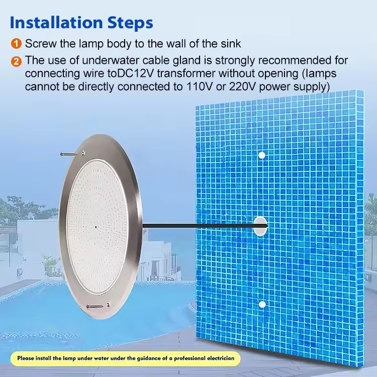 Stainless Steel Ultra Slim RGBW Color Changing Underwater LED Swimming Pool Light