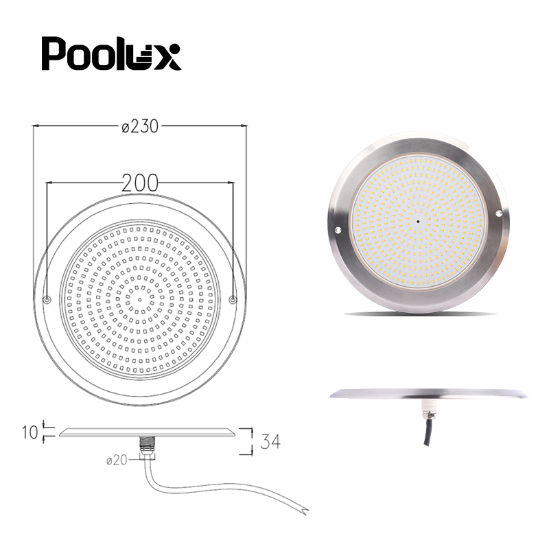 SS316 Ultra Thin LED Swimming Pool Lights 10mm Thickness for Above Ground Pools Underwater RGB Color Changing