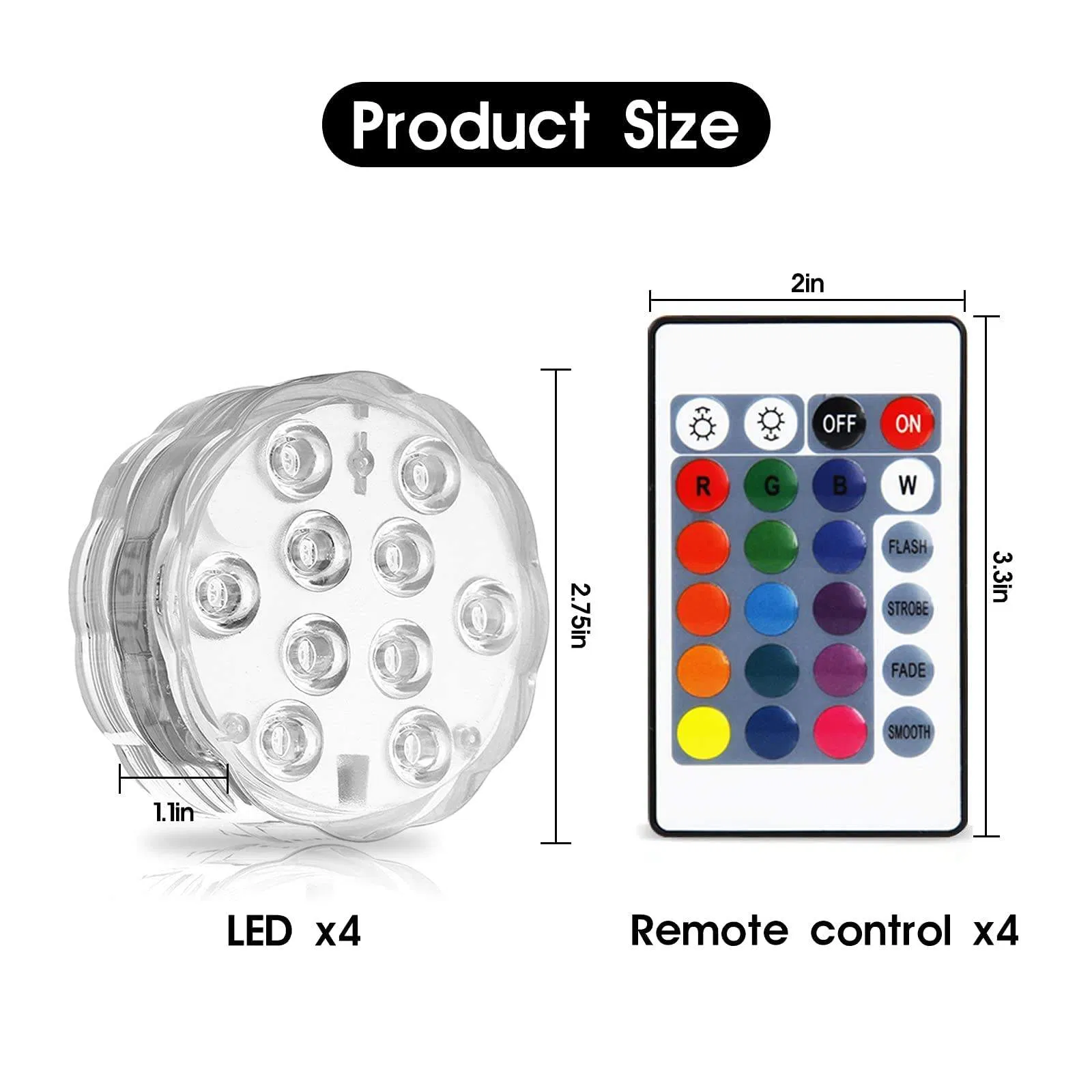 16 Colors Waterproof Vase Base Underwater Pool Lights Battery Powered Submersible LED Lights Pool Light with Remote