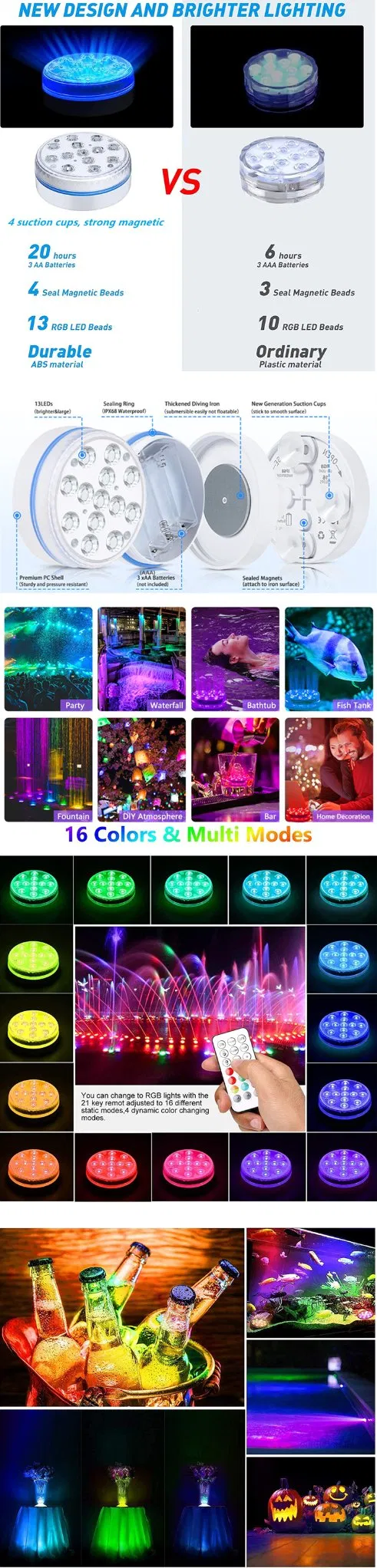 Rechargeable Magnetic Submersible LED Lights