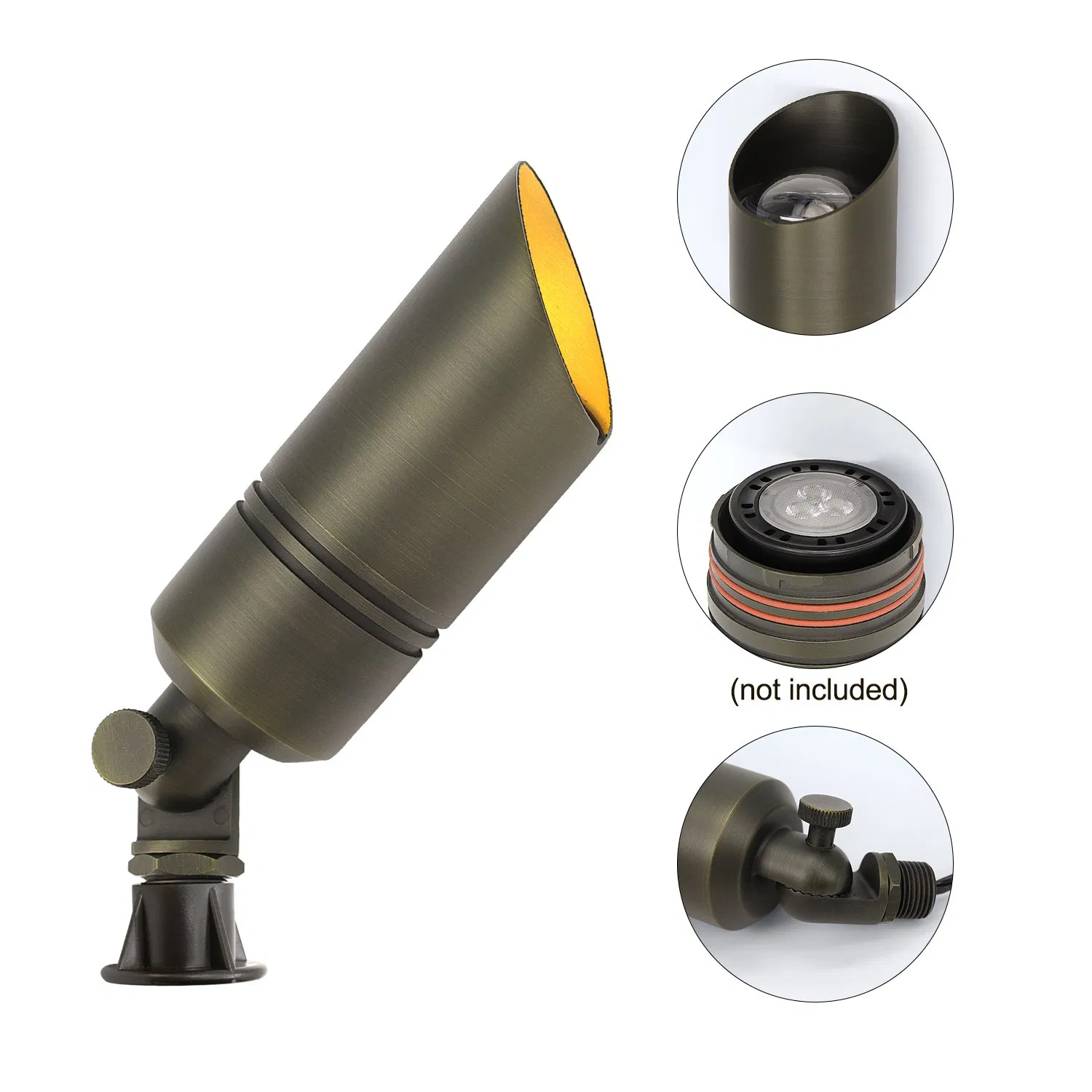 Heavy-Duty Solid Brass Low Voltage Wired Spotlight Retro Outdoor Landscape Lamp