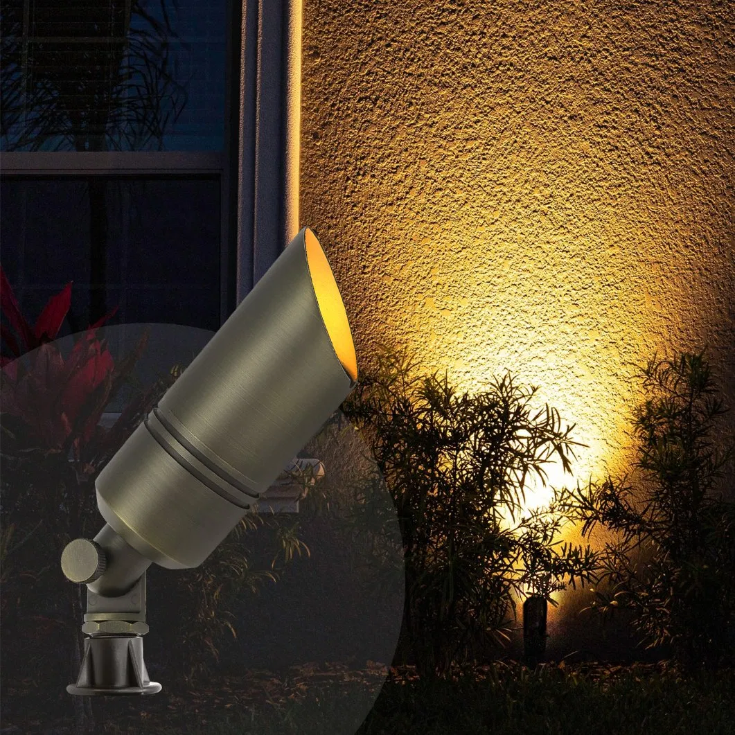 Heavy-Duty Solid Brass Low Voltage Wired Spotlight Retro Outdoor Landscape Lamp