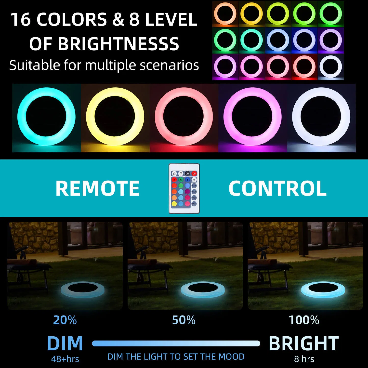 7cm Diameter Waterproof 13 Colors Swimming Pool Liqhts Floating LED Underwater Music Sound Solar Lights