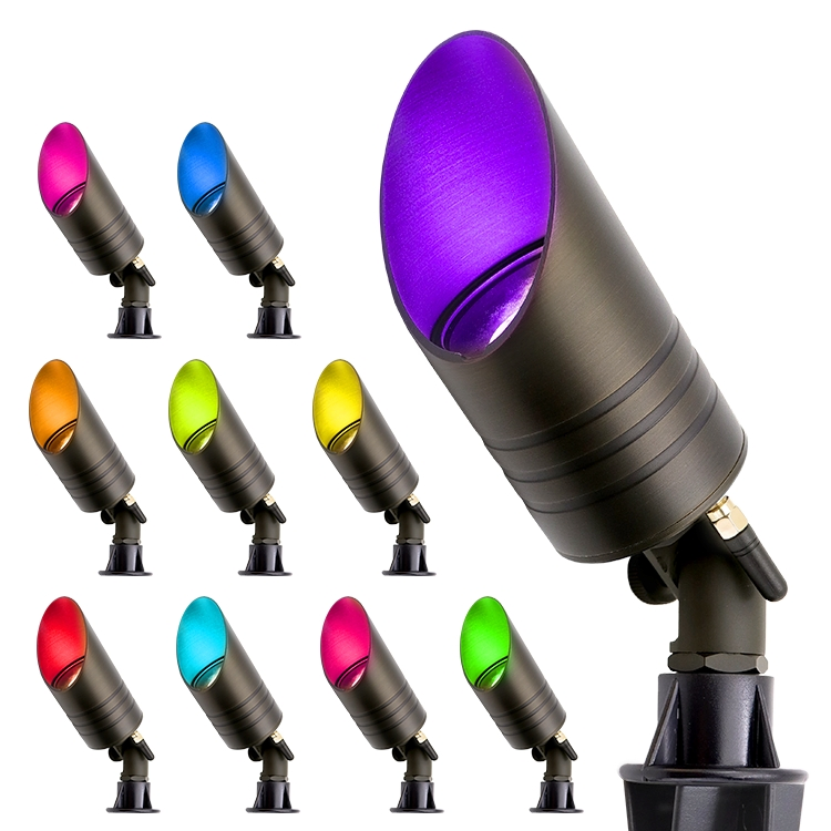 Smart RGB Antiglare Brass Low Voltage Landscape Lighting Outdoor LED Spot Light