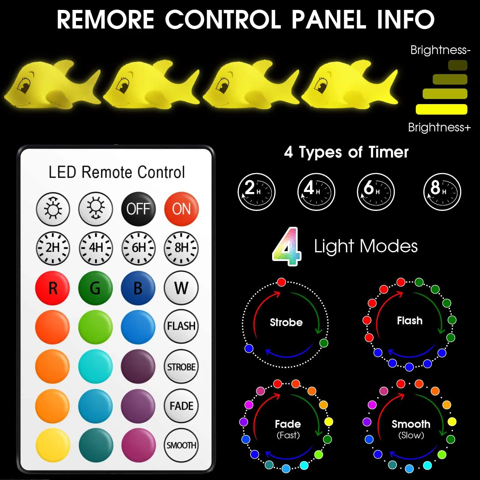 RGB Colors Floating LED Solar Inflatable Dolphin Pool Lights with Remote Control