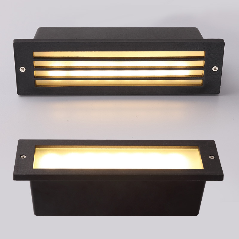 10W Outdoor Waterproof LED Rectangular Grill Wall Recessed Stair Step Corner Lamp
