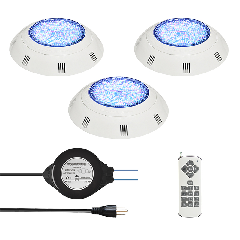 Underwater Inground Lighting Kit IP68 12V RGB LED Pool Lights with Controller &amp; 12V Transformer
