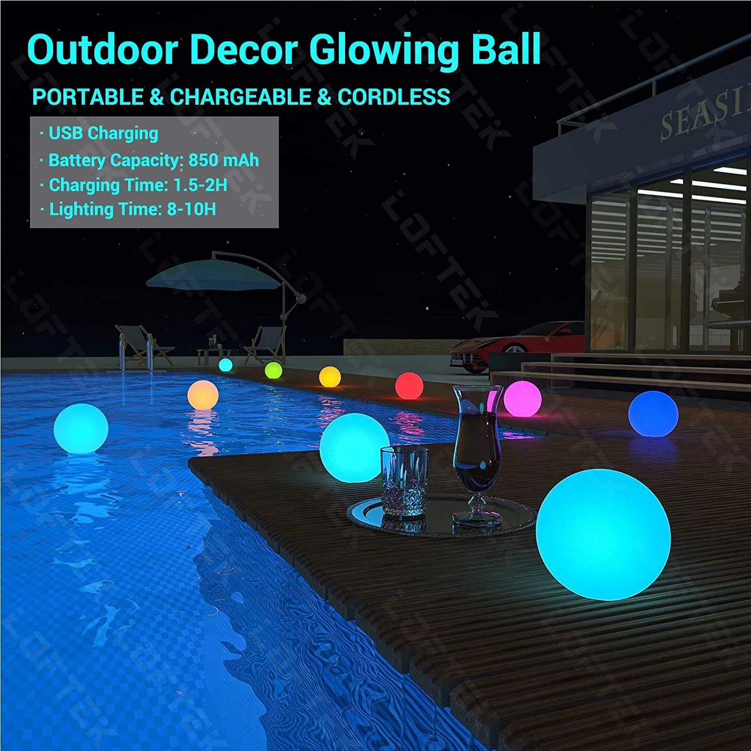 Bonny LED Waterproof Color Changing Glow Night Lamp Inflatable Solar Ball Floating Pool Light