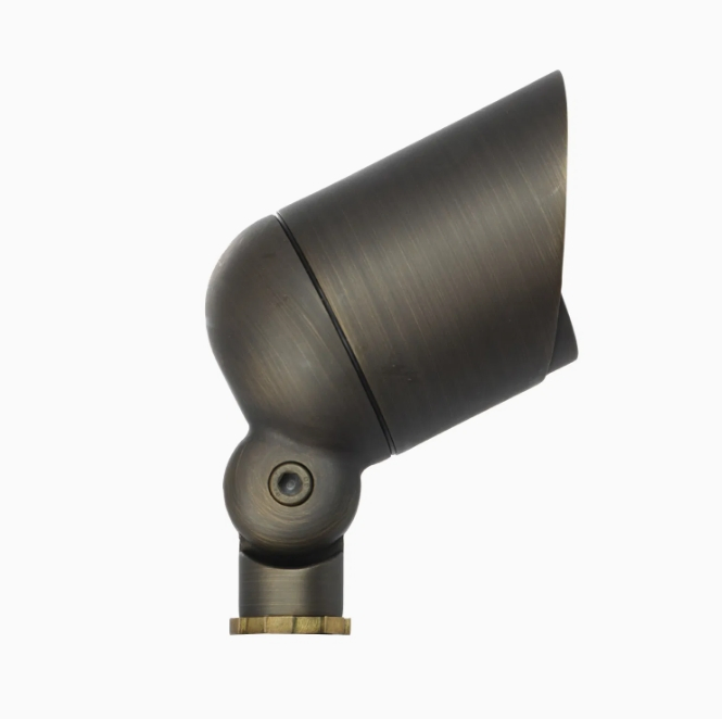 Brass Outdoor Spotlight with 5W Warm White LED Bulb for Low Voltage Landscape Lighting of Yard