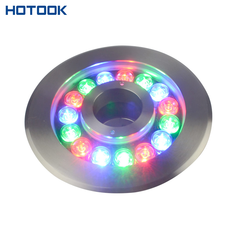 Hotook Outdoor LED Fountain Ring Light 6W 9W 12W DMX Control Stainless Steel IP68 Submersible RGB Fountain Lights