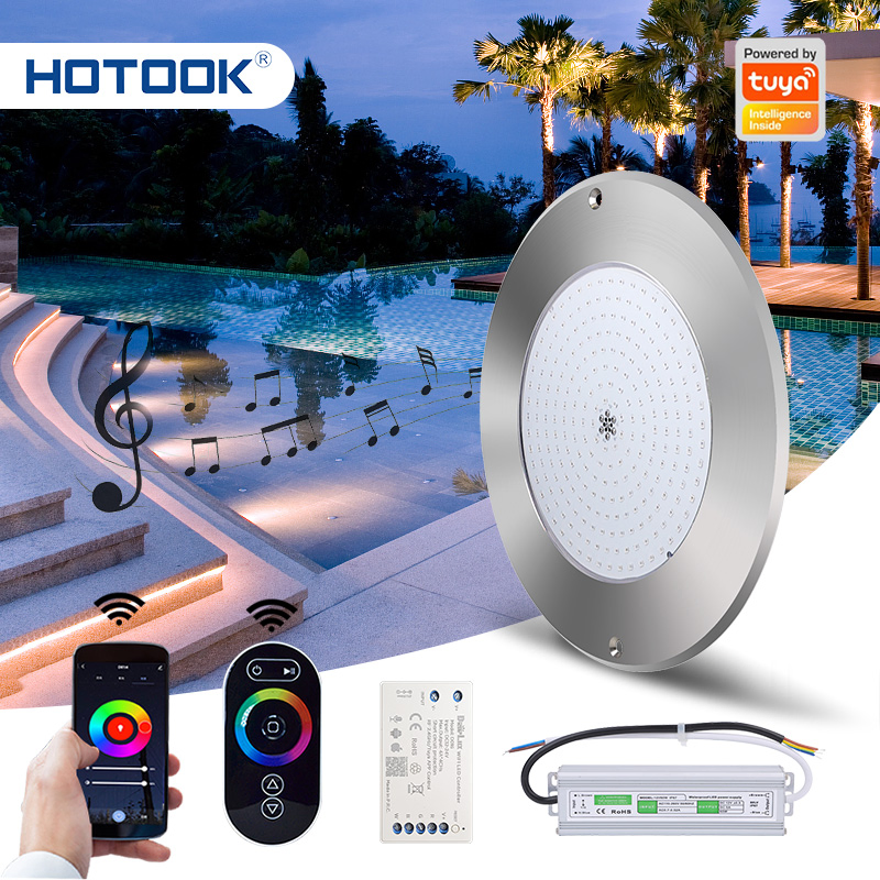 Patent 3mm Resin Filled LED Pool Lamp DC12V RGB Smart APP WiFi Music Controlled Kit 316ss Underwater Swimming Pool Lighting