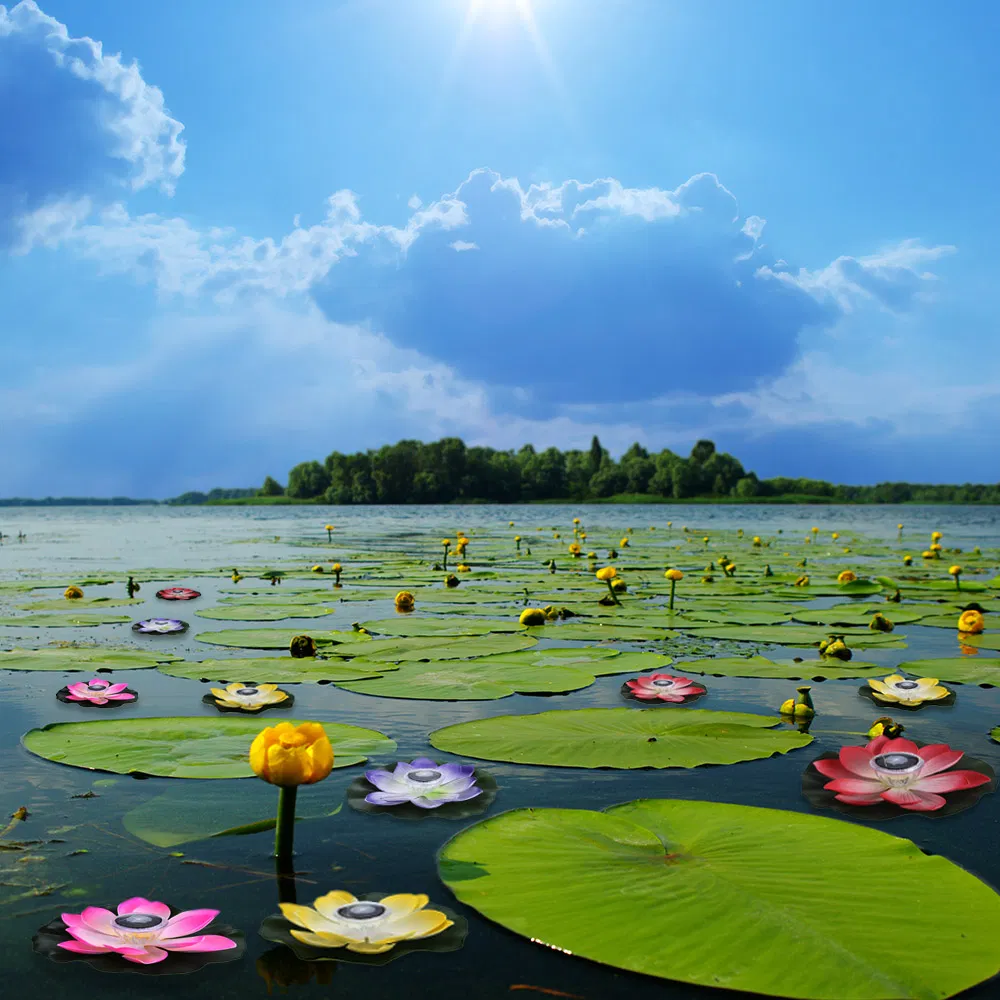 Lotus Flower Solar Powered LED Floating Light for Garden Swimming Pool Decorative Lighting