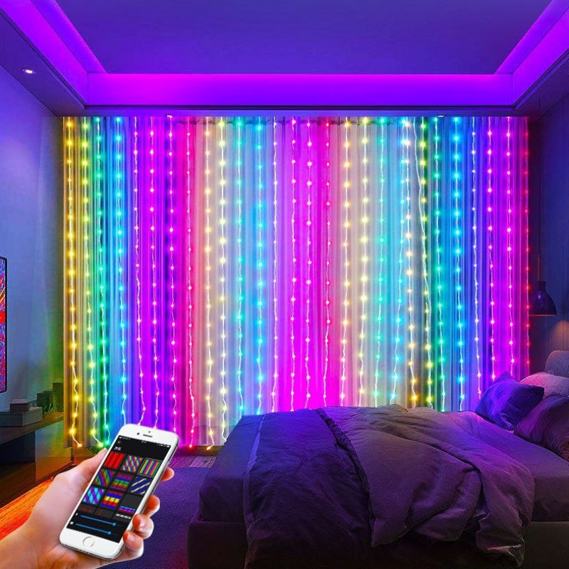 Christmas Festival Smart APP Controlled Curtain Lights Faiy Decorative Twinkle Stage Lighting