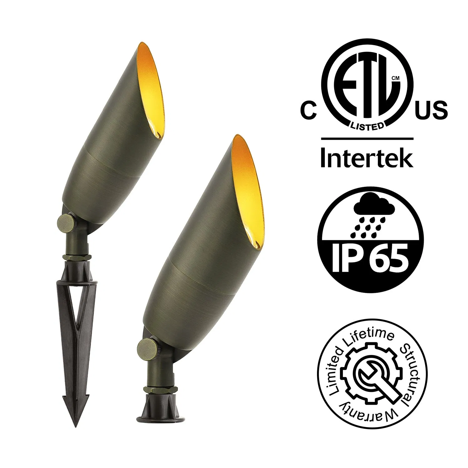 Exterior Brass Directional Cable Connected LED Low Voltage Landscape up Lighting Garden Spotlights