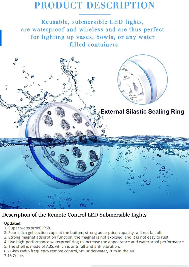 Remote Controlled LED Swimming Pool Underwater Light