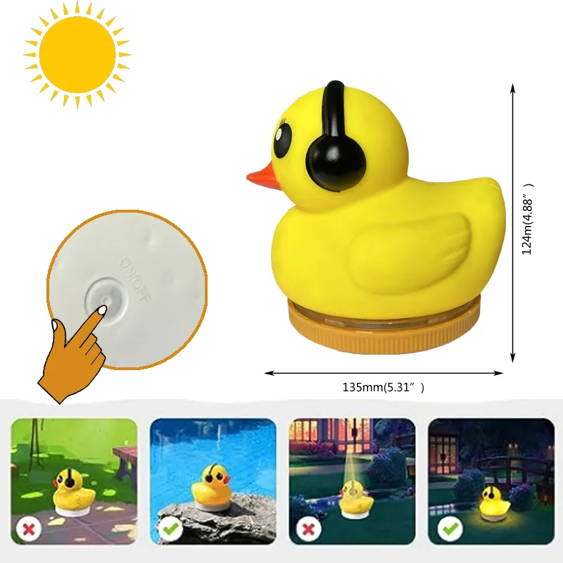 Sola Duck Lamp Waterproof Solar Floating Pool Light 3