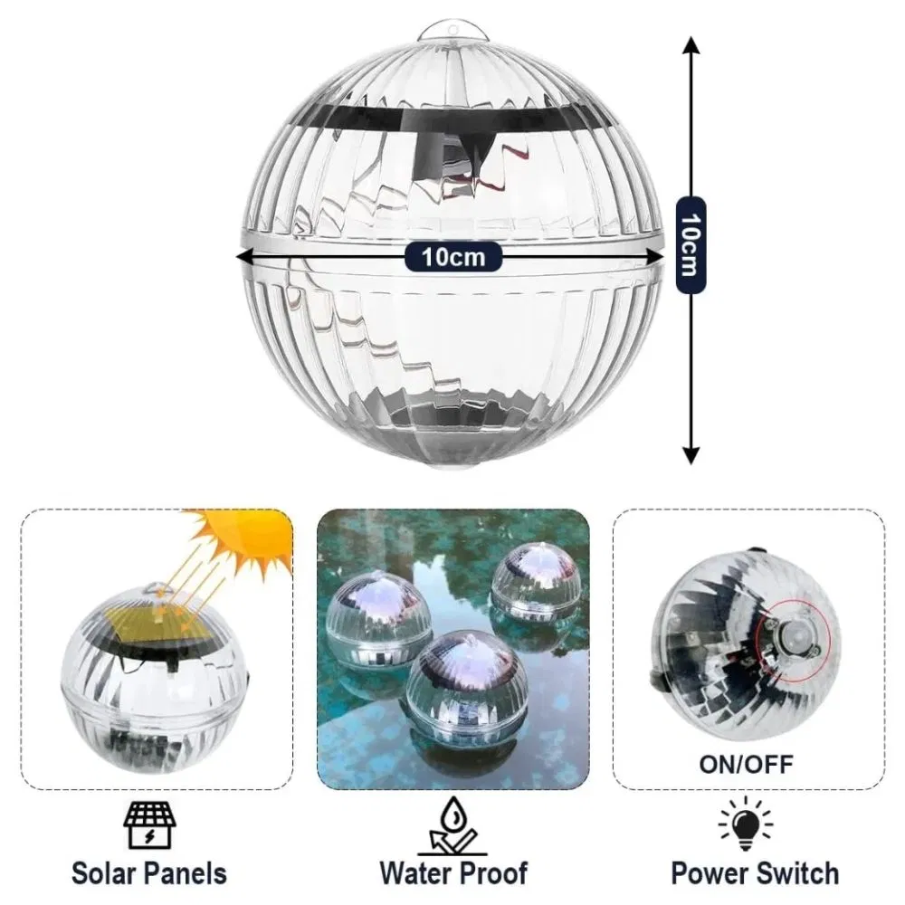 Solar Floating Pool Light Waterproof Glow Globe LED Ball Lamp Ci24780