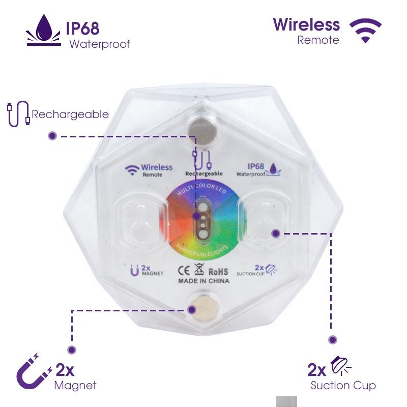 16 Colors IP68 LED Underwater Swimming Pool LED Light Waterproof Above Ground Swimmingpoolfloating LED Liqht