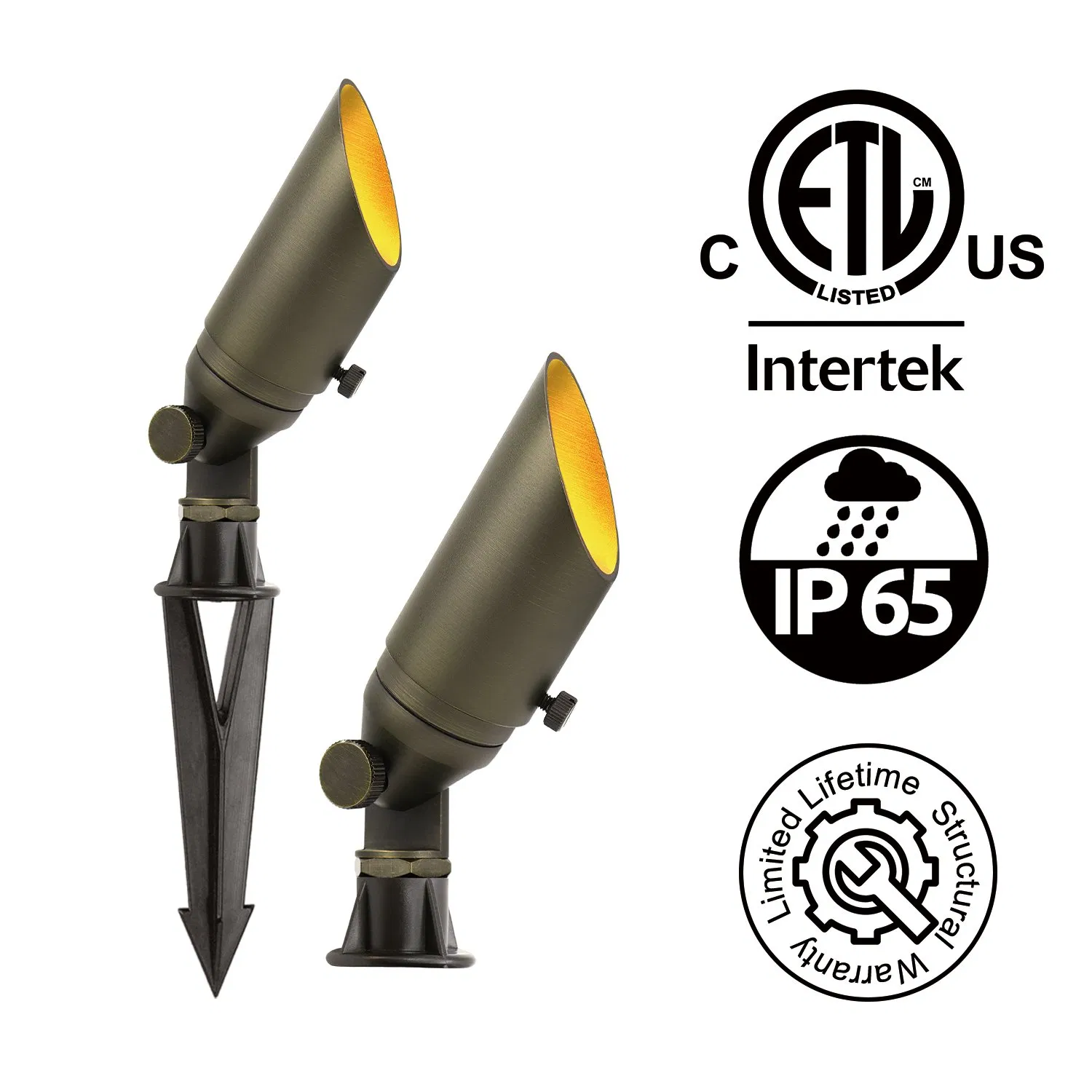 Outside Cable Connected Waterproof Inground Low Voltage Outdoor Spotlight Brass Landscape Lighting