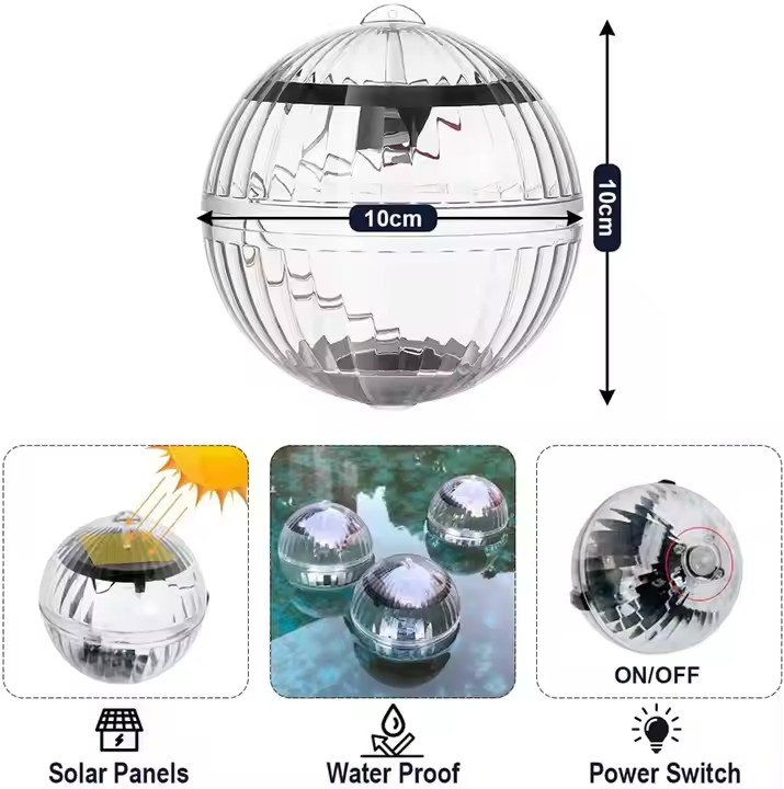 Solar Pool Floating Magic Ball Color Lamp Bathtub Pool Projection Light (CFLT24058)