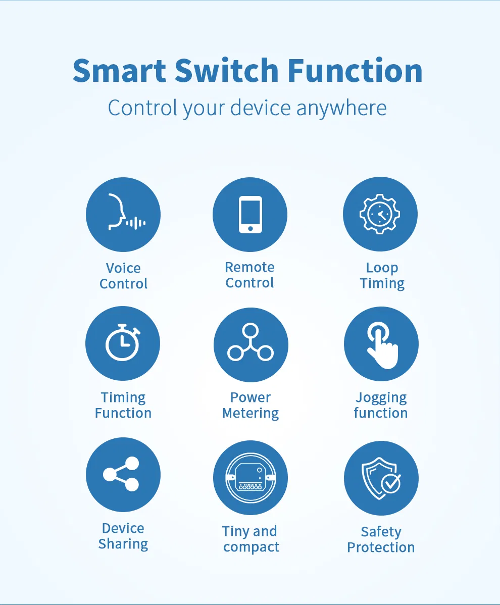 Smart WiFi Mini Switch Module for Voice-Controlled Lighting