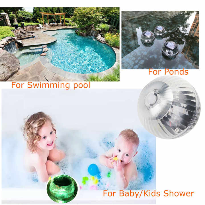 RGB Underwater LED Disco Light Solar Water Drift Lamp Pool Floating Lights Pond Pool Decor Baby Kids Shower Ball Toy