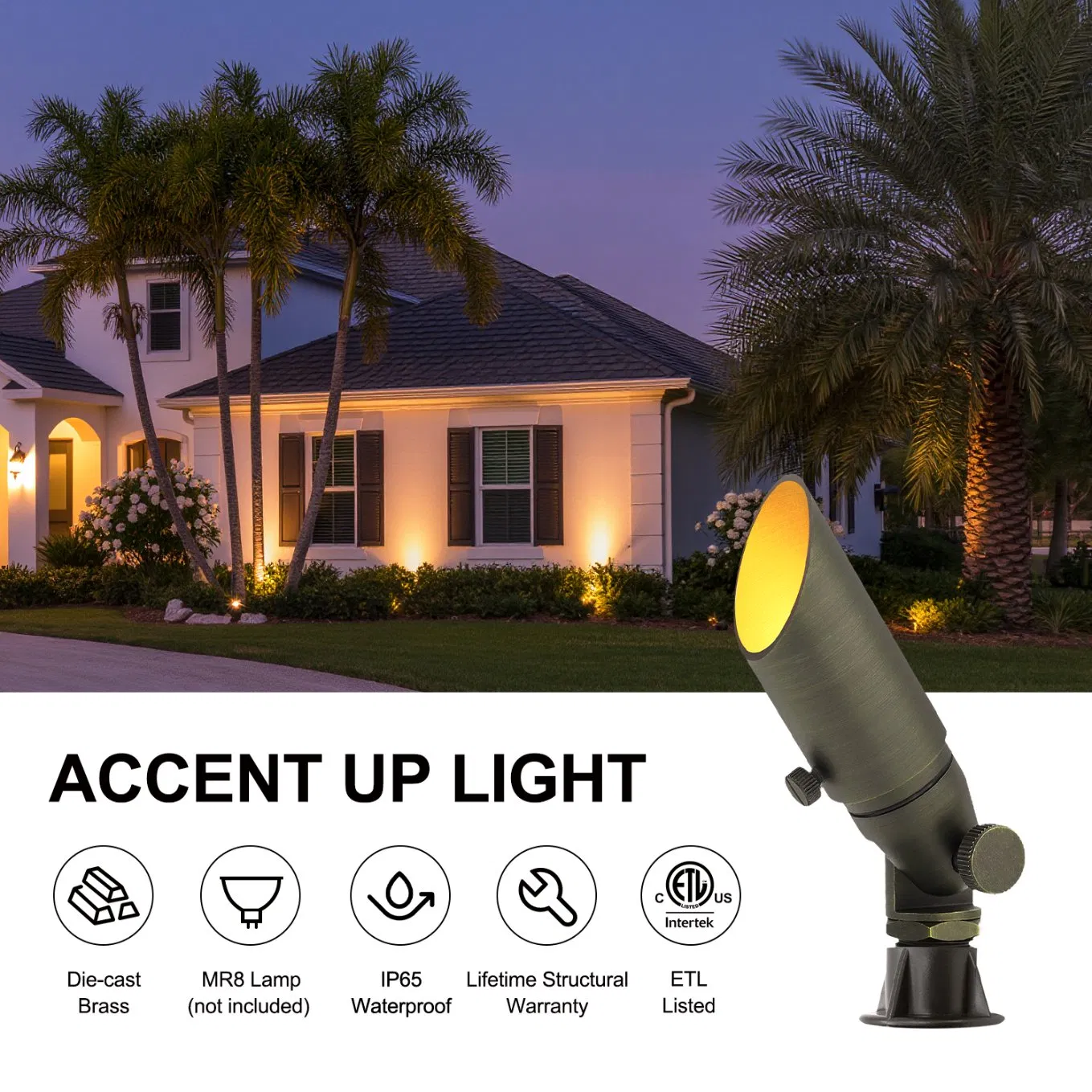 Exterior IP65 Waterproof 12V Outdoor Low Voltage Landscape up Lighting Garden Spotlights